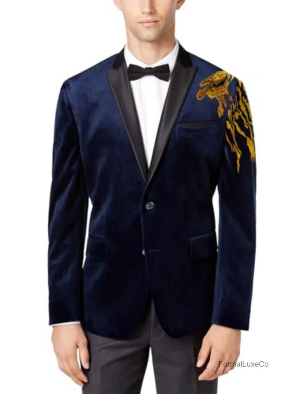 Men's Velvet Blazer Cotton Long Sleeve Button